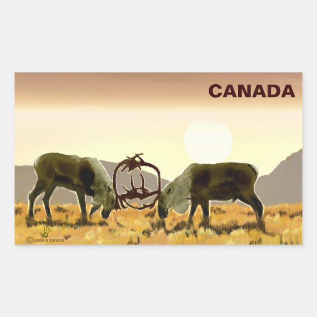 Caribou Duel - Canada Rectangular Sticker (Front)