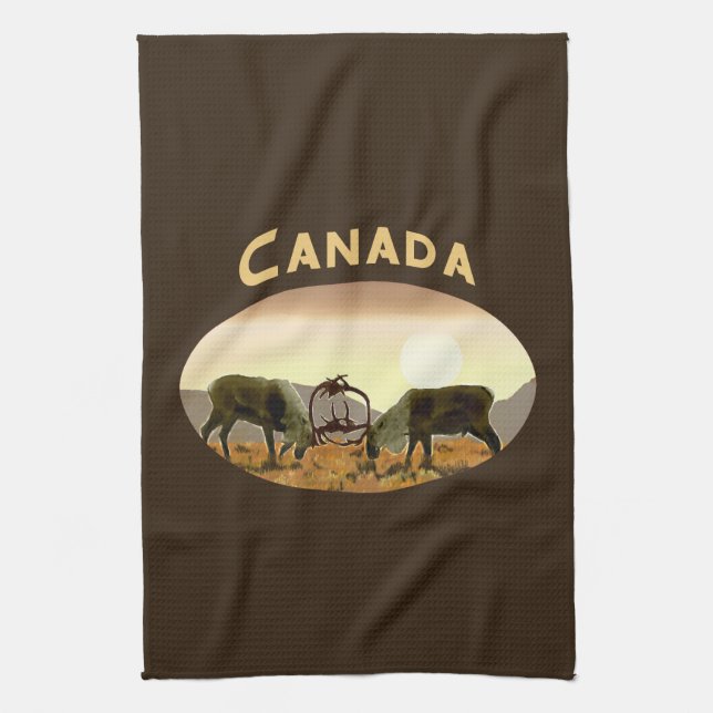 Caribou Duel - Canada Towel (Vertical)
