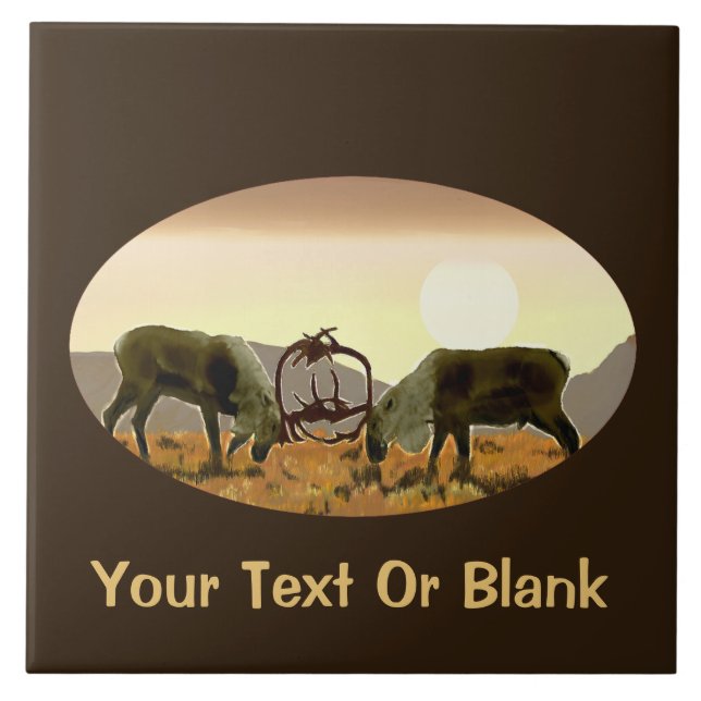 Caribou Duel Ceramic Tile (Front)