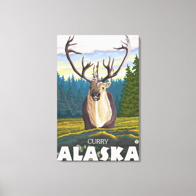 Caribou in the Wild - Curry, Alaska Canvas Print (Front)