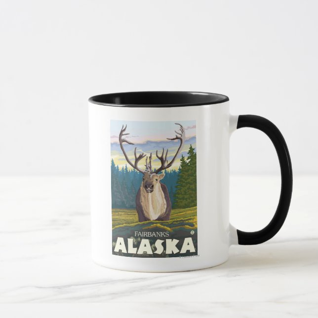 Caribou in the Wild - Fairbanks, Alaska Mug (Right)