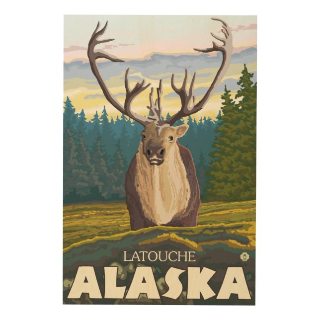 Caribou in the Wild - Latouche, Alaska Wood Wall Decor (Front)