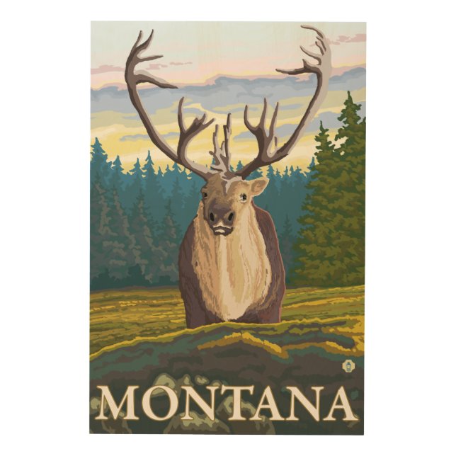 Caribou in the Wild - Montana Wood Wall Art (Front)