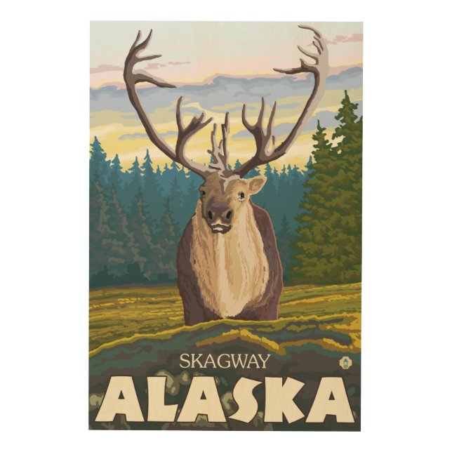 Caribou in the Wild - Skagway, Alaska Wood Wall Decor (Front)