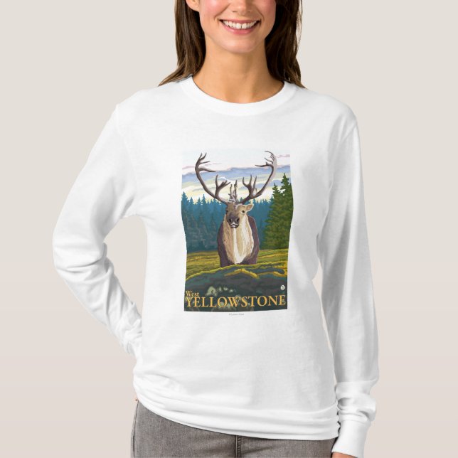 Caribou in the Wild - West Yellowstone, MT T-Shirt (Front)