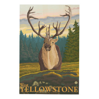 Caribou in the Wild - West Yellowstone, MT Wood Wall Art
