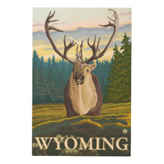 Caribou in the Wild - Wyoming Wood Wall Decor
