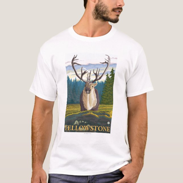Caribou in the Wild - Yellowstone National T-Shirt (Front)