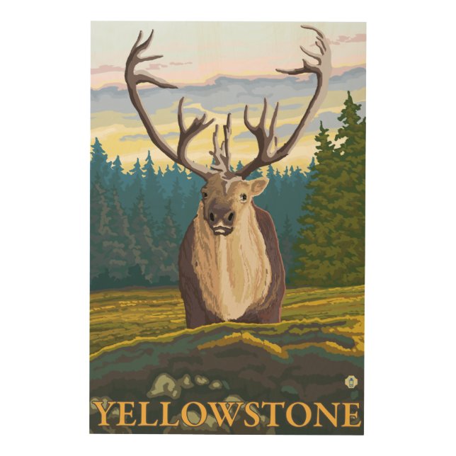Caribou in the Wild - Yellowstone National Wood Wall Art (Front)