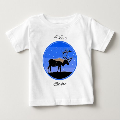 Caribou in Winter  _ Original Wildlife Art Baby T_Shirt