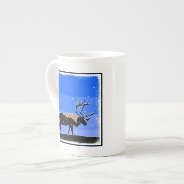 Caribou in Winter  - Original Wildlife Art Bone China Mug (Front Left)