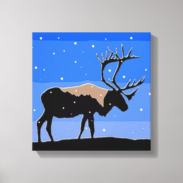 Caribou in Winter  - Original Wildlife Art Canvas Print (Front)