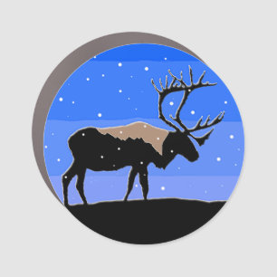 Caribou in Winter - Original Wildlife Art Car Magnet