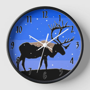 Caribou in Winter - Original Wildlife Art Clock
