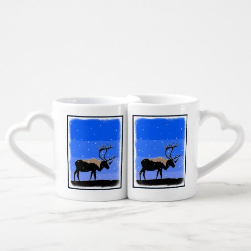 Caribou in Winter  _ Original Wildlife Art Coffee Mug Set