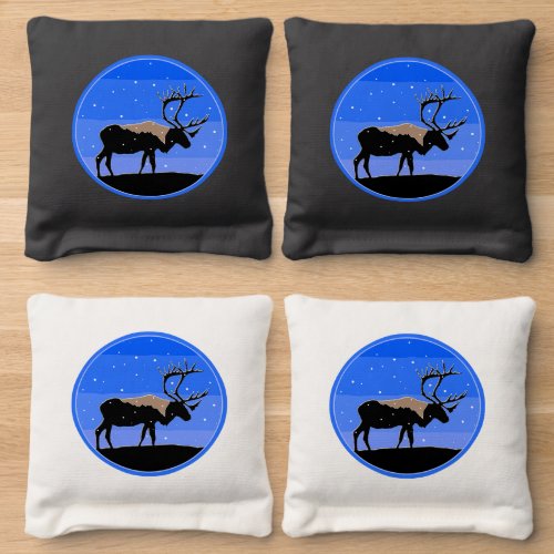 Caribou in Winter  _ Original Wildlife Art Cornhole Bags