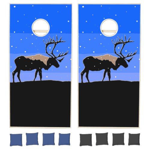 Caribou in Winter  _ Original Wildlife Art Cornhole Set