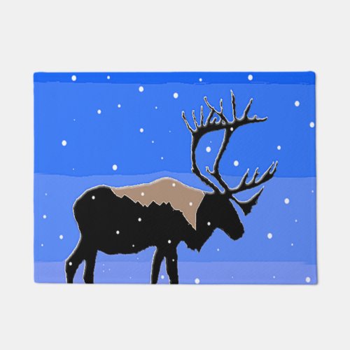 Caribou in Winter  _ Original Wildlife Art Doormat