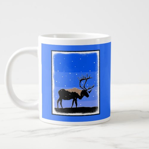 Caribou in Winter  _ Original Wildlife Art Giant Coffee Mug