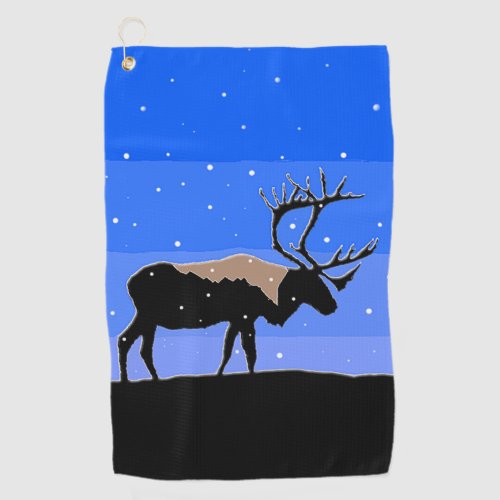 Caribou in Winter  _ Original Wildlife Art Golf Towel