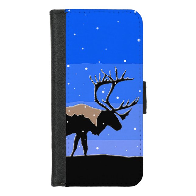 Caribou in Winter  - Original Wildlife Art iPhone Wallet Case (Front)