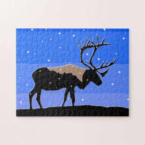 Caribou in Winter  _ Original Wildlife Art Jigsaw Puzzle