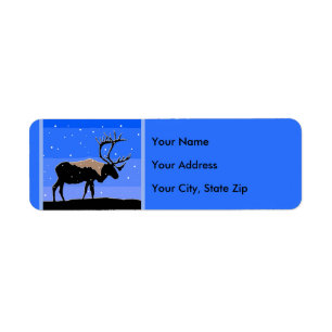 Caribou in Winter - Original Wildlife Art Label