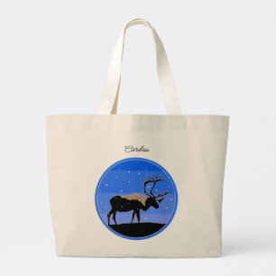 Caribou in Winter  - Original Wildlife Art Large Tote Bag
