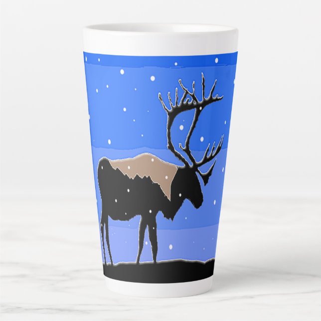 Caribou in Winter  - Original Wildlife Art Latte Mug (Front)