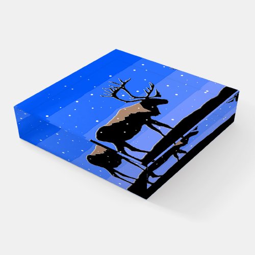 Caribou in Winter  _ Original Wildlife Art Paperweight