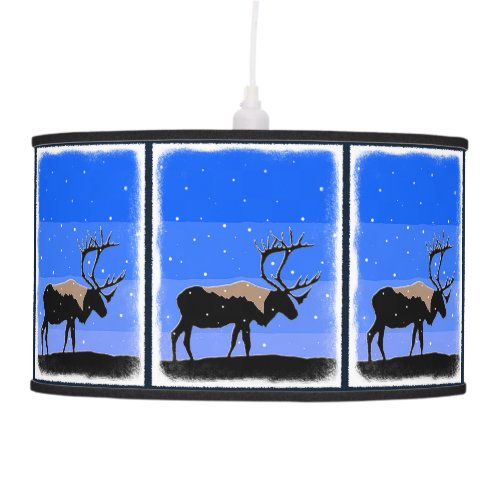 Caribou in Winter  _ Original Wildlife Art Pendant Lamp