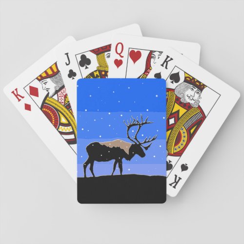 Caribou in Winter  _ Original Wildlife Art Playing Cards