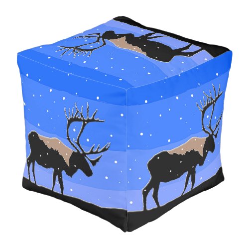 Caribou in Winter  _ Original Wildlife Art Pouf