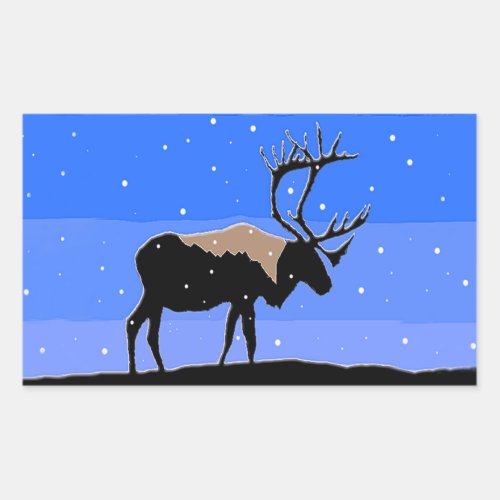 Caribou in Winter  _ Original Wildlife Art Rectangular Sticker
