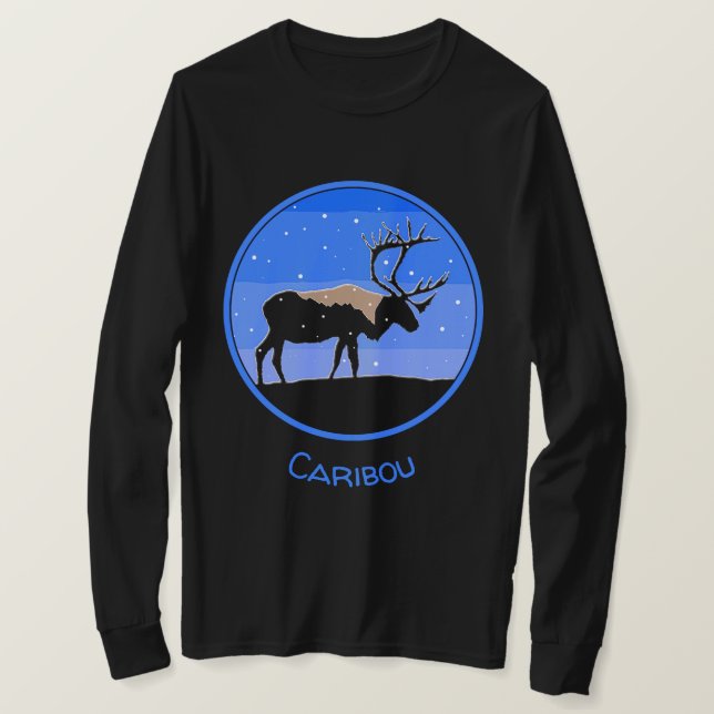 Caribou in Winter  - Original Wildlife Art T-Shirt (Design Front)