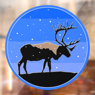 Caribou in Winter - Original Wildlife Art Window Cling