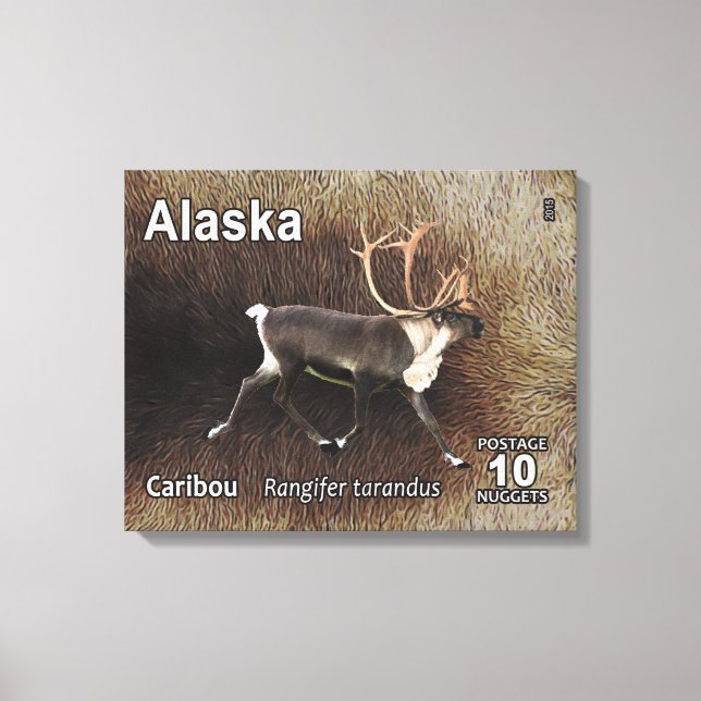 Caribou (Reindeer) - Alaska Postage Canvas Print (Front)