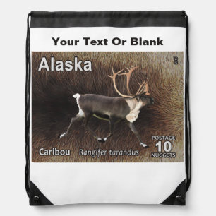 Caribou (Reindeer) - Alaska Postage Drawstring Bag