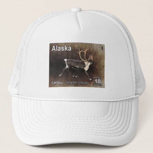 Caribou Reindeer _ Alaska Postage Trucker Hat