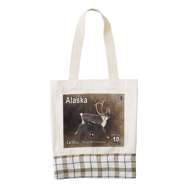 Caribou (Reindeer) - Alaska Postage Zazzle HEART Tote Bag (Front)