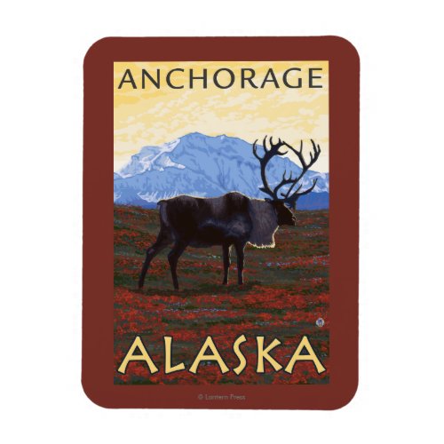 Caribou Scene _ Anchorage Alaska Magnet