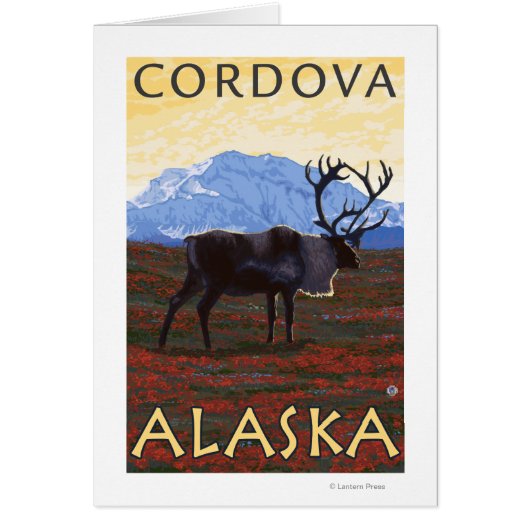 Caribou Scene - Cordova, Alaska Cards (Front)