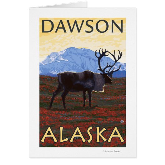 Caribou Scene - Dawson, Alaska Cards (Front)