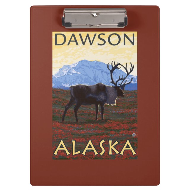 Caribou Scene - Dawson, Alaska Clipboard (Front)