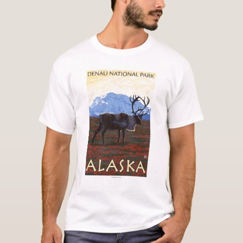 Caribou Scene _ Denali National Park Alaska T_Shirt