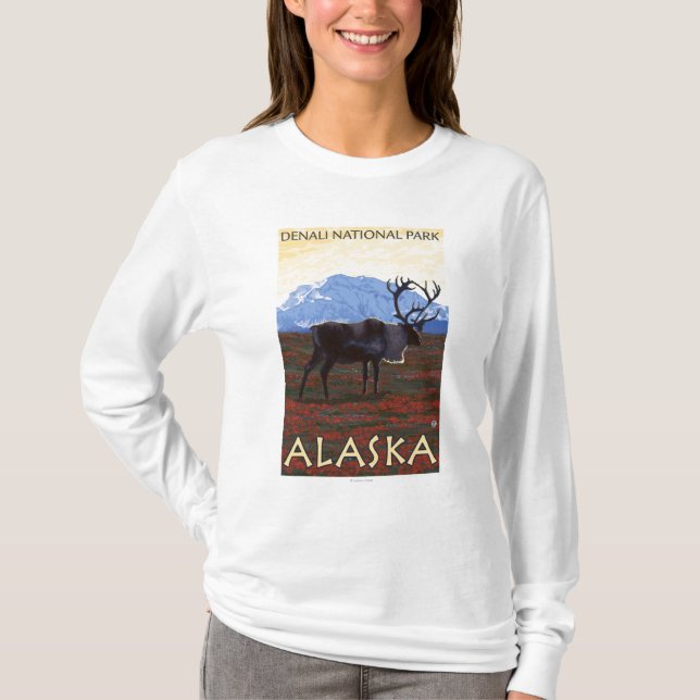 Caribou Scene - Denali National Park, Alaska T-Shirt (Front)