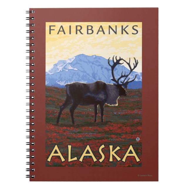 Caribou Scene - Fairbanks, Alaska Notebook (Front)