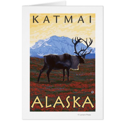Caribou Scene - Katmai, Alaska Cards (Front)