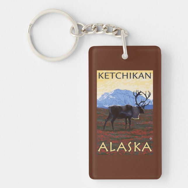 Caribou Scene - Ketchikan, Alaska Keychain (Front)