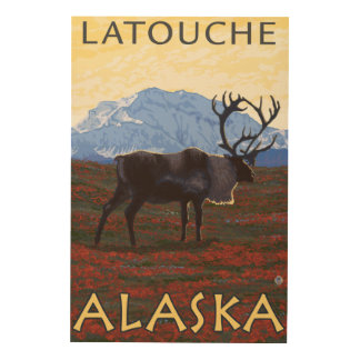 Caribou Scene - Latouche, Alaska Wood Wall Art